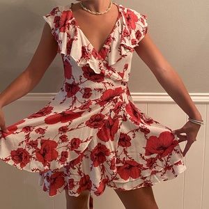 Free people floral wrap dress